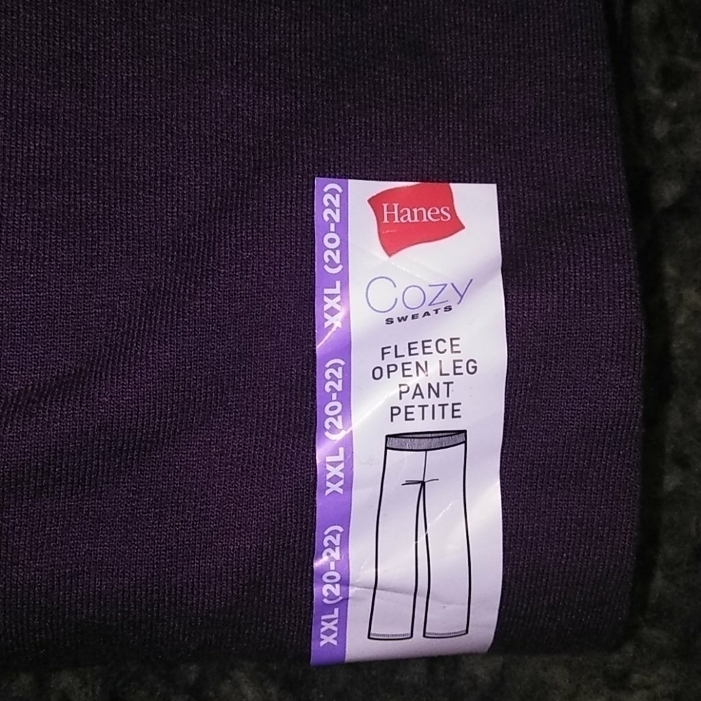 hanes cozy fleece open leg XXL 20-22 purple SWEATPANTS - Picture 2 of 3